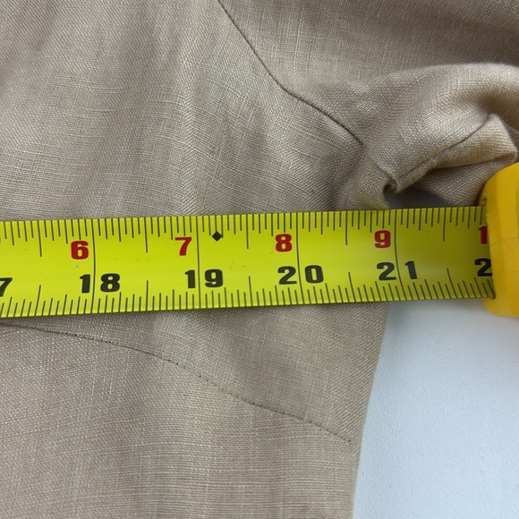 NWT Per Una Tan Long Sleeve Linen Top with Brass Embellishments - Picture 8 of 10